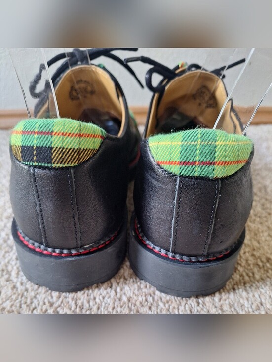 JOHN FLUEVOG Angel Maevey Black Leather Suede Green Piping Lace Up M 7.5 W 9.5 main image 8